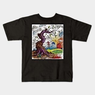 watercolor seahorse weird tree with house Kids T-Shirt